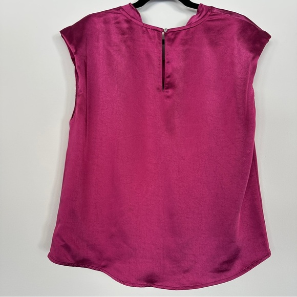 Melissa Nepton | Hot Pink Satin Sleeveless Blouse | Padded Shoulders | Size M - Picture 3 of 10